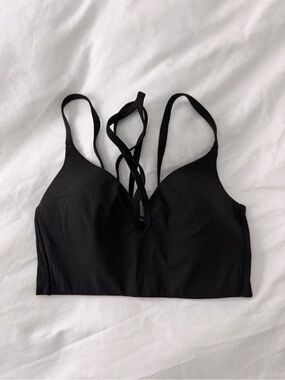 lululemon athletica Black Ribbed Strappy Sports Bra